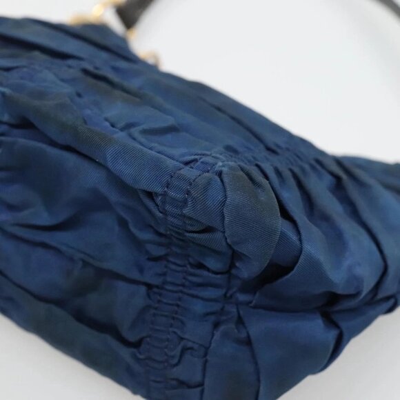 PRADA Accessory Pouch Nylon Blue Gold Auth 139522 - Picture 4 of 16